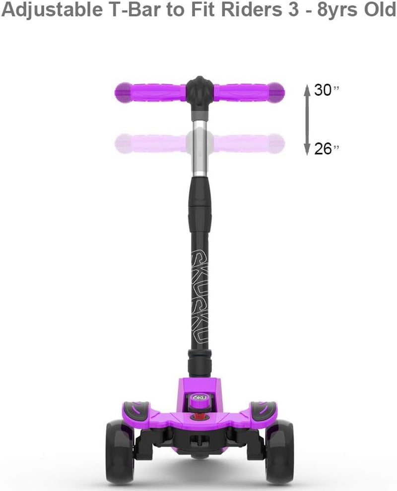 Adjustable Height Kids Scooter with Widened Flash Wheels for Ages 3-8, Lean-to-Steer Design