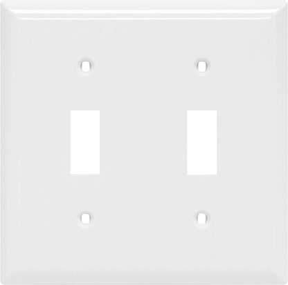 Double Gang Light Switch and Outlet Cover Plate, White, 0.32" x 4.47", Includes Screws, Model 44756