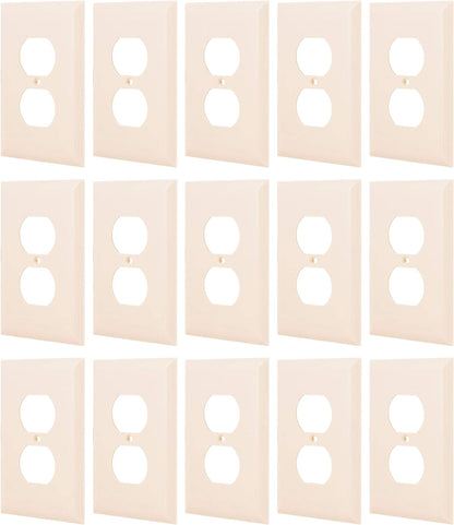 Oversized 15 Pack, Unbreakable Nylon, Wall Plate for 2 Outlet, Light Almond, 56600 Duplex Receptacle Wallplate