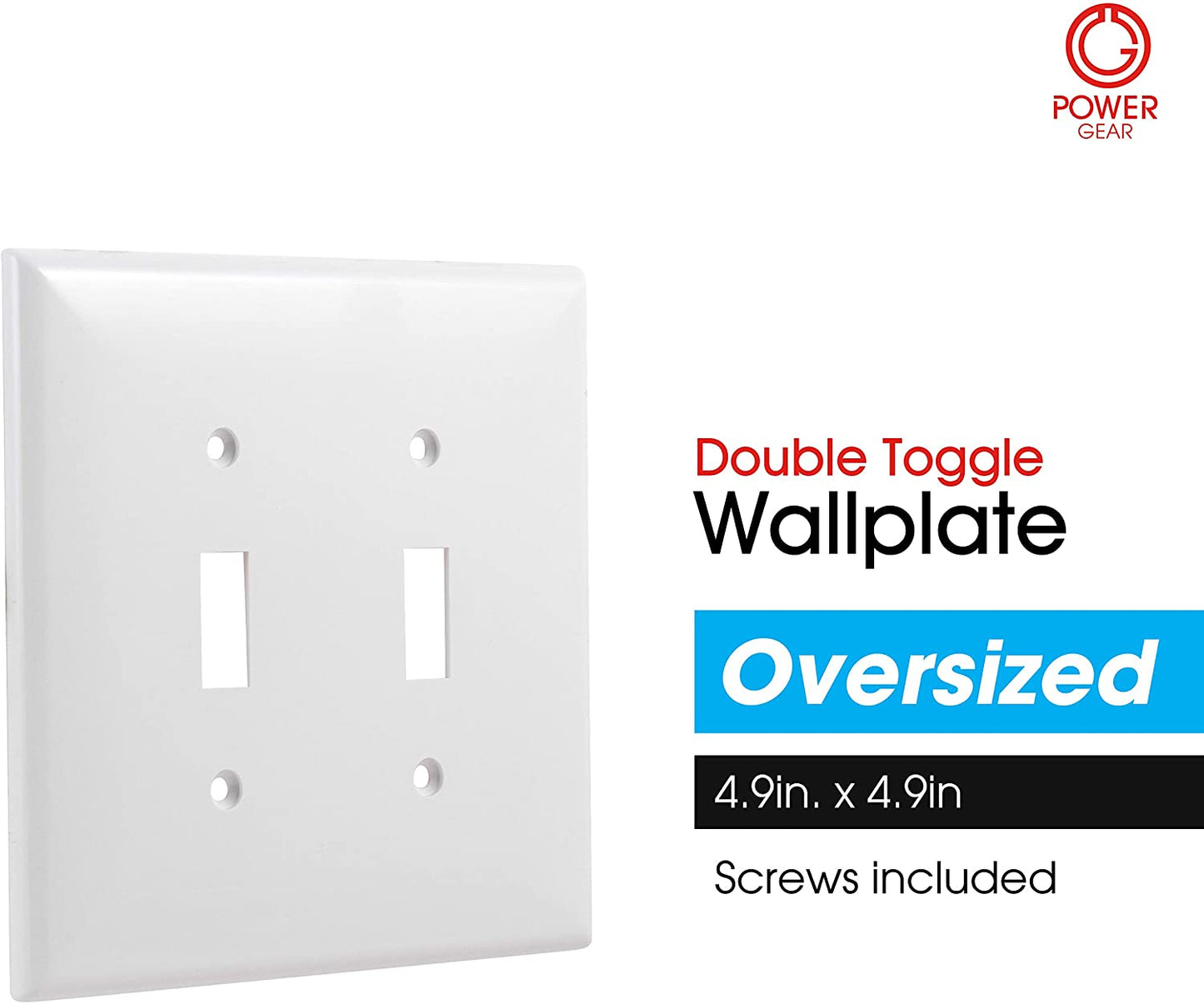 Double Gang Light Switch and Outlet Cover Plate, White, 0.32" x 4.47", Includes Screws, Model 44756